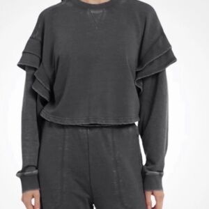 7 For All Mankind Crop Ruffled Sweatshirt